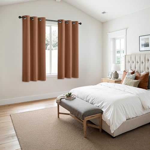 Image of MIULEE Blackout Curtains for Bedroom Living Room 2 Panels, Thermal Insulated Room Darkening Drapes Grommet Noise Reducing Light Blocking Window Treatments 45 Inches Long 40x45 Inch Sun Baked