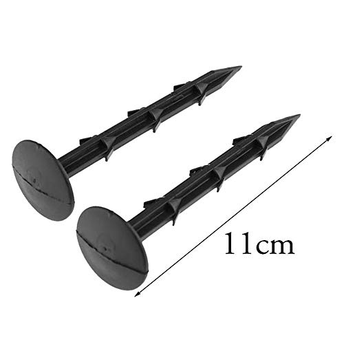 Alapaste 100pack Garden Pegs Anchors Mulch Pegs, Rustproof Plastic Yard Pegs Barbed Stakes Rod Nail for Fixing Weed Mat and Tents,Black (4.3in) - Thumbnail 3