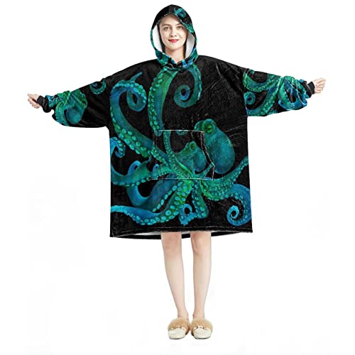 Sweat à capuche surdimensionné en flanelle sherpa au design aquarelle