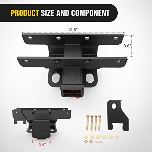 Image of Nilight 2 Inch Rear Bumper Tow Trailer Hitch Receiver Kit Compatible for 2018 2019 2020 2021 2022 2023 2024 2025 Wrangler JL JLU 4 Door and 2 Door Unlimited (Exclude JK Models)