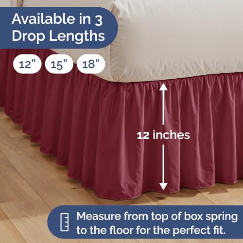 Bedskirt King Size Ruffle - Ruffled Bed Skirt - 12 Inch Drop - Burgundy by CGK Unlimited - Image 3