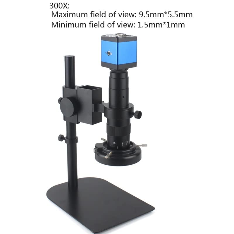 Microscope 13MP HDMI Monocular Microscope Digital Camera C Mount 130X Lens USB LED Light Workbench(Set 300X Lens)