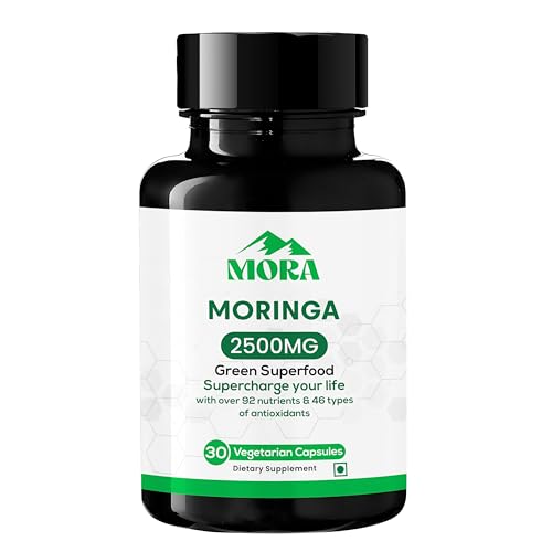 Image of MORA Moringa Capsules | 5:1 Drumstick Leaf Extract | Superfood for Energy, Immunity, Digestion, Hair & Skin | 60 Vegan Lab-Tested Capsules