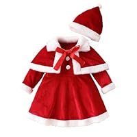 Vestito Natale Bambina Vestiti Natalizi Neonata Costume Natalizio Bambine Vestito Natalizio Neonata Costume Babbo Natale Bambina Abbigliamento Comfortevole per Festività Cospaly (Red, 12-18 Months)