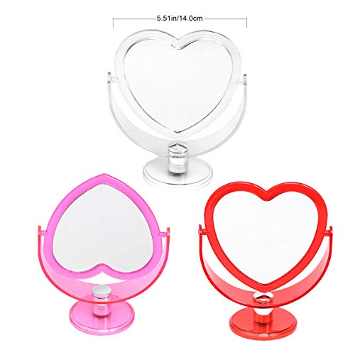 Lurrose Travel Makeup Mirror Tabletop Mirror, Heart Shaped Makeup Mirror Double Sided Acrylic Mirror Kit For Home Desk Travel Use () Vintage Decor #TOP7
