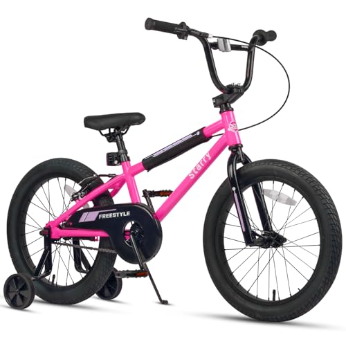 Vélo enfant cubsala 18 pouces 5-8 ans BMX rose avec roues stabilisatrices