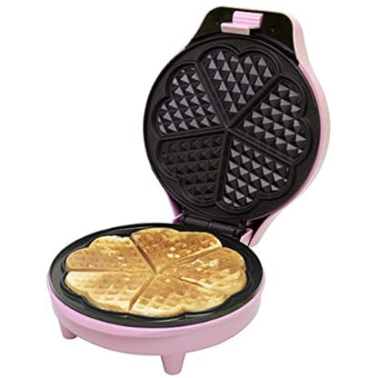 Bestron Waffeleisen für klassische Herzwaffeln, Waffelmaker mit Antihaftbeschichtung für Waffeln in Herzform, Retro Design, inklusive Rezeptvorschläge, 700 Watt, Farbe: Rosa – Bild 3