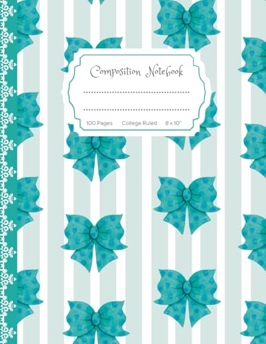 Super Cute Girly Pastel Green Bows Coquette Composition Notebook: College Ruled Aesthetic Cool Design; Preppy Lover Stuff; School Supplies for Girls, Kids, Teens; Perfect Gift for Girl image 2