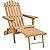 Yaheetech Folding Adirondack Chair with Retractable Ottoman Weight Capacity 300lb Solid Wood Garden Chair, Fire Pit Lounge Chairs Weather Resistant Furniture for Garden/Yard/Patio/Lawn, Brown