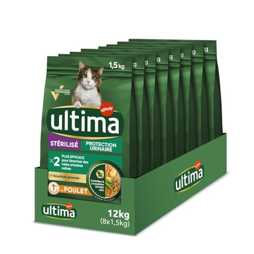 Ultima Croquettes pour Chat Stérilisé Protection Urinaire avec du Poulet - Pack 8 x 1,5kg