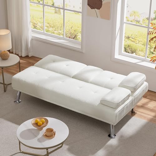 Yaheetech Schlafsofa für max. 3 Personen Gästebett Couch Sofa mit Schlaffunktion Tagesbett Bettsofa Schlafcouch Sofabett Polstersofa bis 350 kg belastbar Elfenbeinen – Bild 4