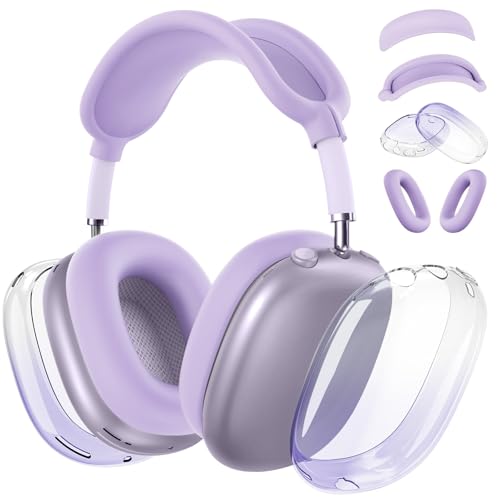Image of Silicone Case Cover for AirPods Max 2, Clear Gradient Soft TPU Ear Cups Cover /Ear Pad Case Cover /Headband Cover for AirPods Max 2 /1 (2026 /2024 /2020),Transparent Accessories for Apple AirPod Max,Purple