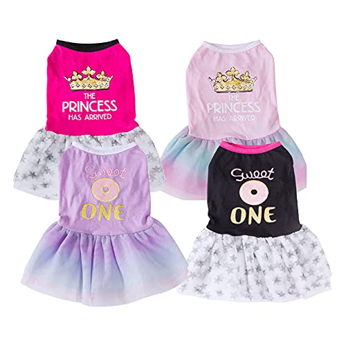 Dog Dresses for Small Dogs Girl Dog Wedding Dress Puppy Clothe Dog Dresses for Medium Dogs Girl Cat Dresses for Cats Only Dog Birthday Dress Dog Tutu Dog Outfits 4 Pack (X-Small)
