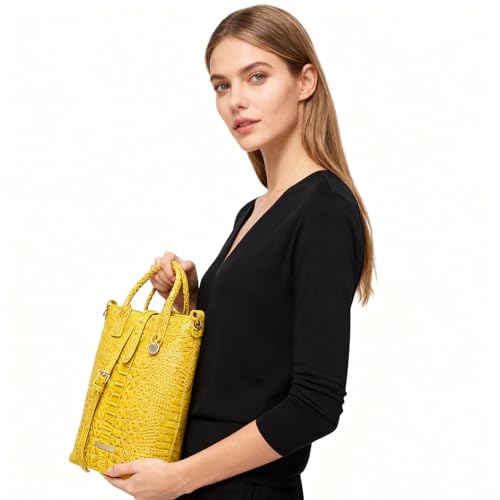 Cartera tote para mujer de cuero vegano con diseño cocodrilo miniatura 2
