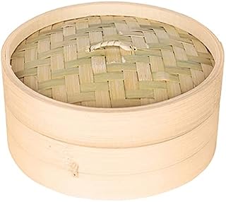 Bamboo Steamer Basket Asian Food Steamer Chinese Steamer for Cooking Sum, Dumplings, Vegetables, Brown, 15cm