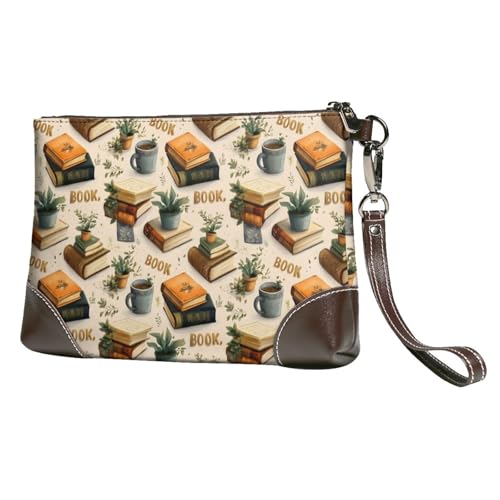Petit sac à main pour femme et portefeuille livre café en cuir avec sa dragonne pratique