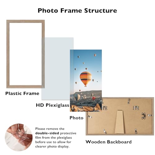 Image of JCJMY 4x10 Picture Frame for Wall Hanging or Tabletop, Wall Mounting Horizontally or Vertically, 4 x 10 Wall Gallery Poster Photo Frame with Shatter Resistant Plexiglass, Rustic Brown