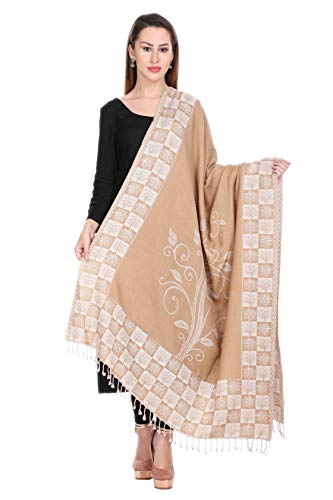 Image of KRITI Paisley Design Woollen Beige Color Shawl For Women