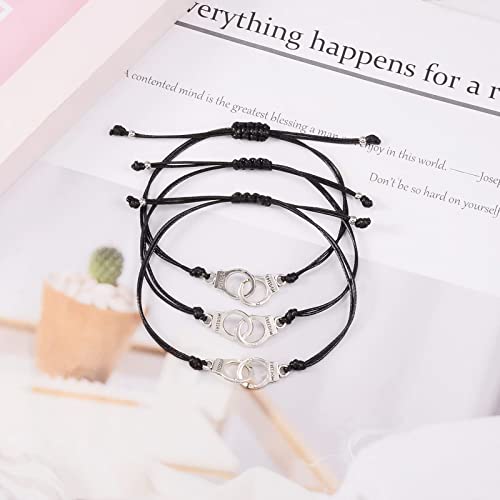 2/3/4 PCS Best Friend Bracelet for Women Men, Matching Bracelets for Couples, Partners in Crime Bracelets, Handcuff BFF Friendship Bracelet Birthday Gifts for Her Him3