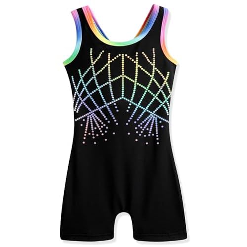 HOZIY Leotards for Girls Gymnastics Kids Children Biketard Snowflake Ribbon Blue Purple Hot Pink Sparkle 2-3T Black Rainbow Sequins