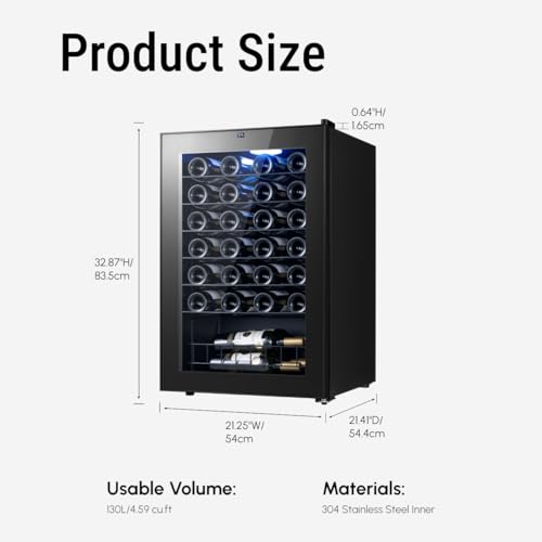 Image of Yeego Wine Fridge - 46 Bottles Wine Cooler, 38-65℉ Digital Control with Double Glass Door & LED Light, Freestanding Wine Fridge Under Counter for Home Bar and Kitchen