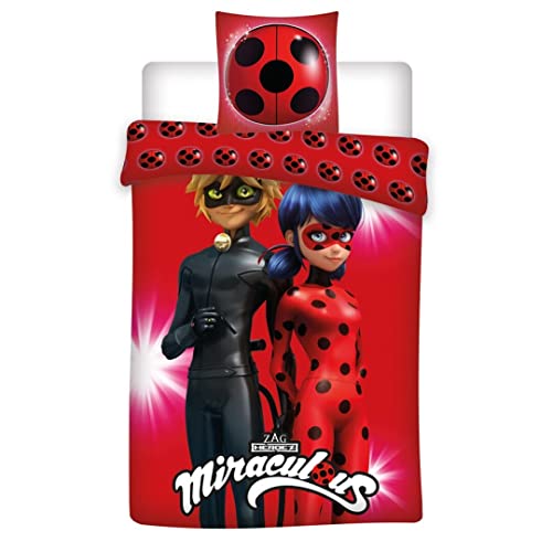 Ropa de Cama Infantil Ladybug, Funda nórdica de 140 x 200 cm y Funda de Almohada de 63 x 63 cm