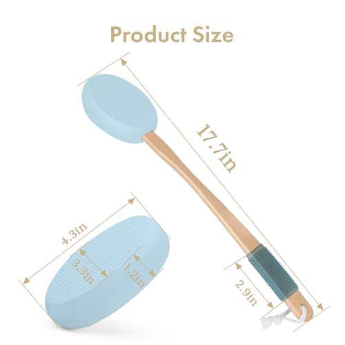 Image of AmazerBath Lotion Applicator for Back, Feet, 4 Replaceable Pads with Long Handle, Back Sunscreen Applicator for Elderly, Women, Apply Cream Medicine Skin Cream Moisturizer Sunscreen Tanner, Blue