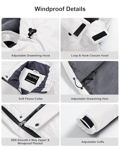Image of Pursky Men's Waterproof Ski Jacket Winter Snow Coats Fur Hooded Raincoats Parka