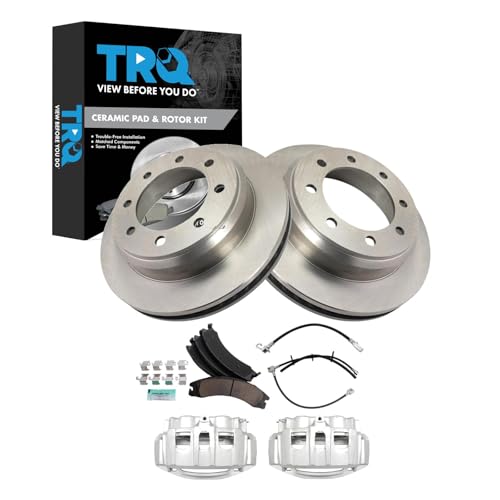 Image of TRQ Rear Brake Pad & Rotor Kit Ceramic Compatible with 2008-2019 Ford E-350 Super Duty