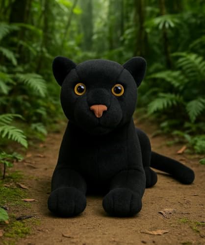 Image of Tickles Black Panther Soft Stuffed Plush Animal Toy for Kids Boys & Girls Birthday Gift (Color: Black Size: 30 cm)