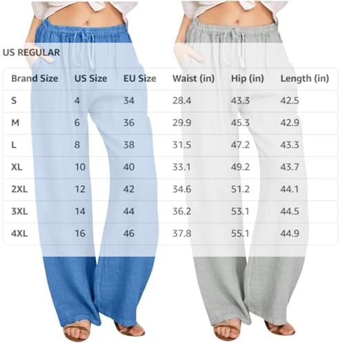 Women's Linen Pants Summer, Wide Leg, High Waisted, Drawstring, Beach Trousers Draw String Pants Women3