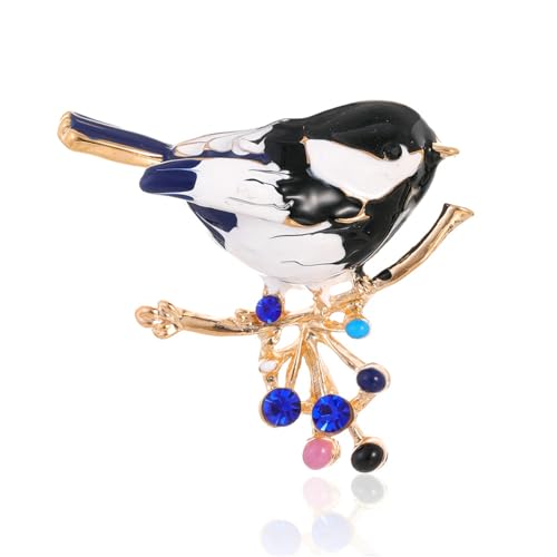Image of coadipress Colorful Birds Brooch Pins Crystal Rhinestone Branch Bird Brooch Cute Enamel Animal Magpie Hummingbird Pin Fashion Jewelry Accessories Gifts