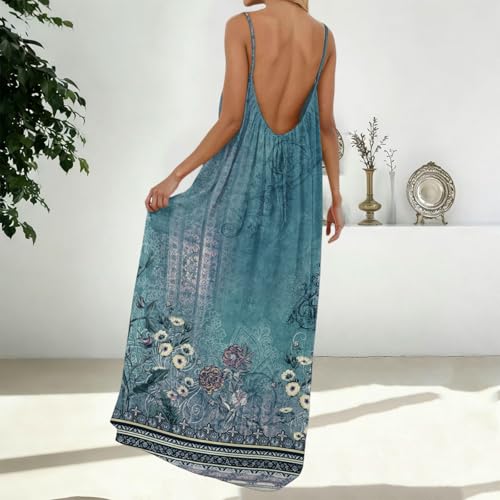 Image of HTHLVMD Backless Cami Dress Summer Dresses for Women 2026 Spaghetti Strap Dresses Womens Solid Color Backless Cami Dress