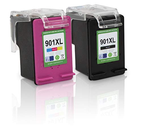 2 Cartucce Rigenerate (Nero + Colore) Sostitutive Per HP Officejet 901XL - Compatibili Con J4680 J4660 J4580 4500 Series