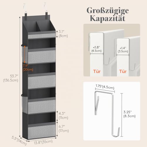 Lifewit 5 Ebenen Tür Organizer Hängend für Windeln und Stofftiere, Grau – Ansicht 3