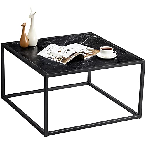 SAYGOER Black Coffee Table Small Square Coffee Table Simple Modern Center Table for Living Room Home...