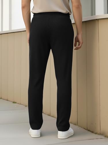 Image of Pinkmint Men's Poly-Lycra Loose Fit Trousers, Korean-Style Casual Pants with Side Pockets, Comfortable Travel (Available in Plus Sizes)