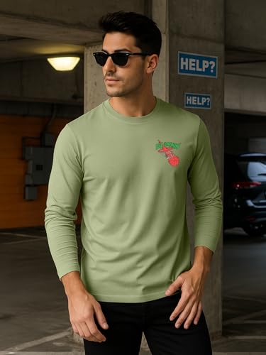 Image of Veirdo Men's Full Sleeve Printed T-Shirt | Trendy Graphic Print Tee
