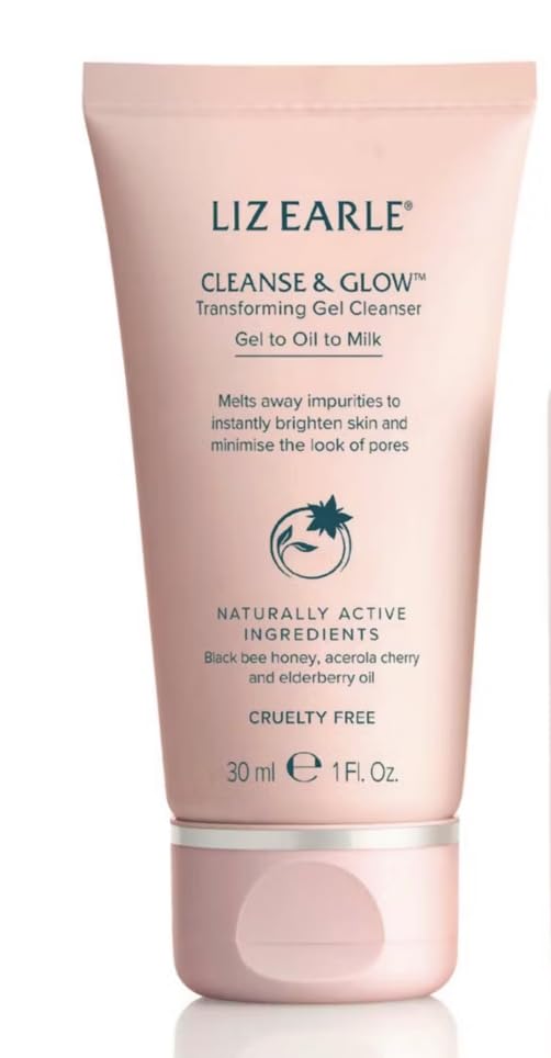 Liz Earle Cleanse & Glow Transforming Gel Cleanser 30ml with 1 Cloth