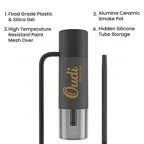 Image of Portable Personal & Car Cup Holder Hookah With Silicon Long Pipe And Coal Protector Grill.
