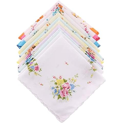 10pcs Womens Vintage Floral Print Cotton Handkerchief Hanky Bulk Set Cover