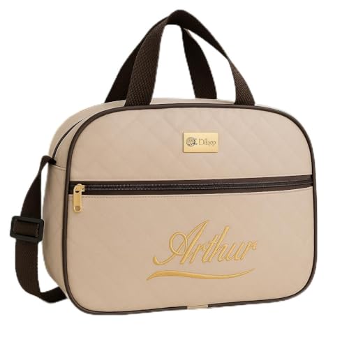 Bolsa Saída Maternidade Pequena Personalizada Bebê Luxo (Bege Menino)