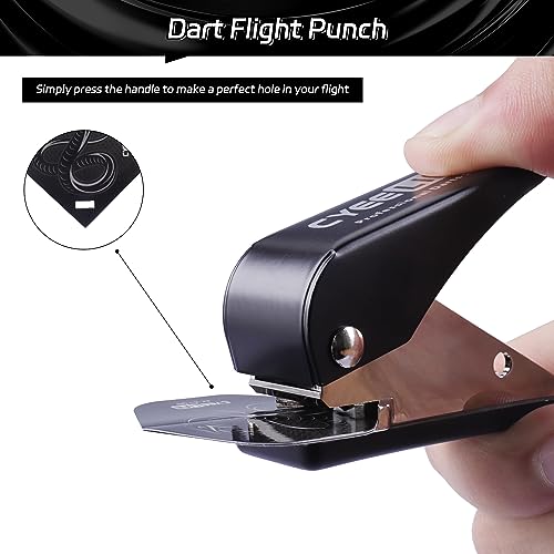 CyeeLife Dart Flight Hole Punch with 100 Metal O Rings, Dart Accessories, Brand Quality (Black) - Image 2