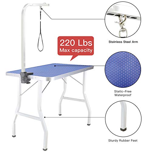 COCGVEL ITORI Pet Dog Grooming Table for Small Dog, Professional 32 in Foldable Portable Drying Table with Adjustable Height Arm&Noose, Maximum Capacity Up to 250lbs