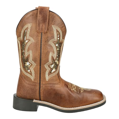 Smoky Mountain Western Boots Girls Pull On Nevada Brown Gold 3416C3