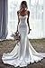 White Mermaid Wedding Dresses for Bride Off Shoulder Satin Lace Long with Train Boho Beach Sleeveless Wedding Gown Bridal Gowns for Women Elegant US8
