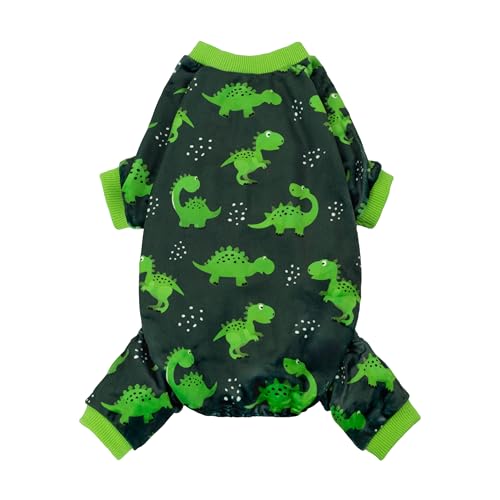 Fitwarm Dinosaur Dog Fleece Pajamas, Warm Clothes for Small Dogs Boy, Cozy Pet Onesie with Feet...