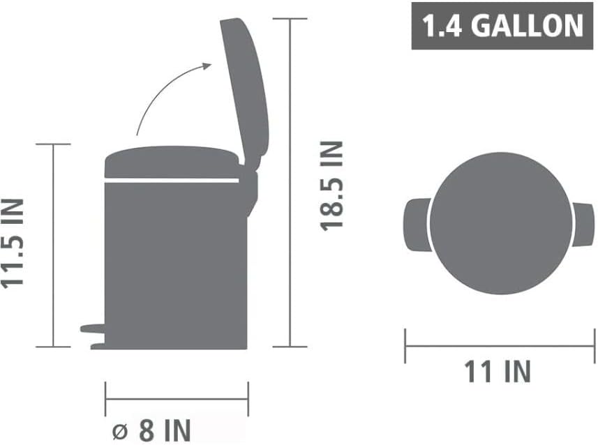 Miniatura 8 de Brabantia New Icon Step - Bote de basura (1.3 galonesazul de ensueño) con cierre suave, cubo extraíble