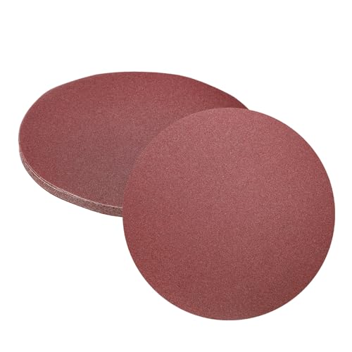 uxcell 8pcs 12-Inch PSA Sanding Discs, 80 Grits Aluminum Oxide Self Adhesive Stick Back Sandpapers, No-Hole Round Wet/Dry Sander Papers, Sand Auto Car Paint, Wood, Metal
