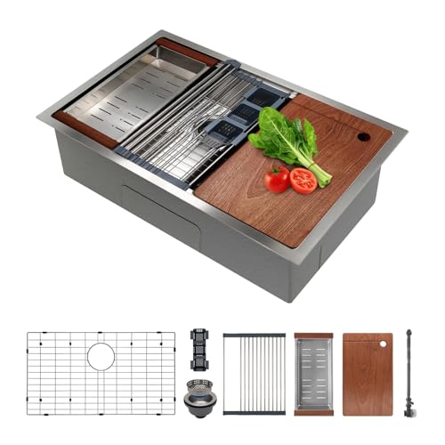 SANYCASA 30 Inch Undermount Kitchen Sink Superior Drain Kitchen Sinks